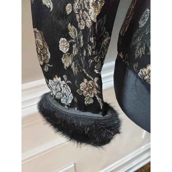 Crimson by Lawrence Kurtz Black Floral Long Sleeve Buttons Front Jacket Blazer 6 - Picture 5 of 12